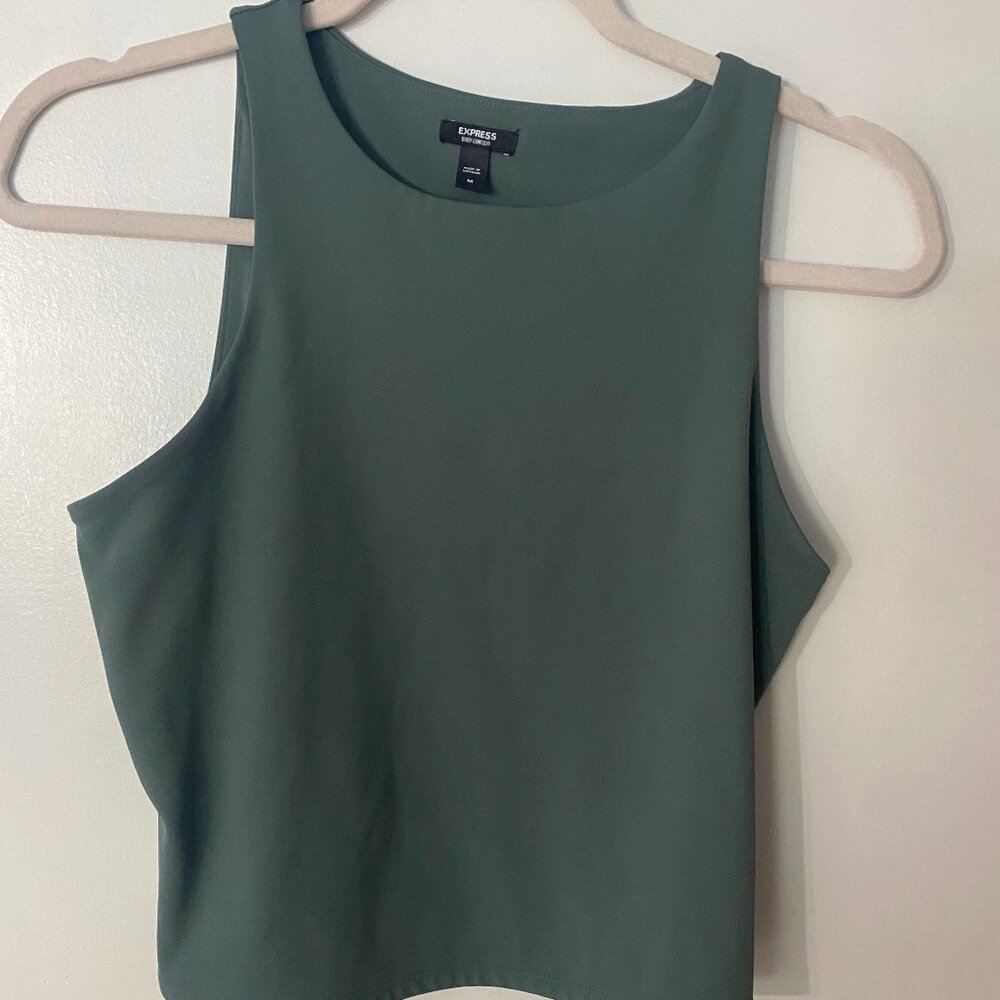 Express Body Contour Tank Top - Sage Green, Size M